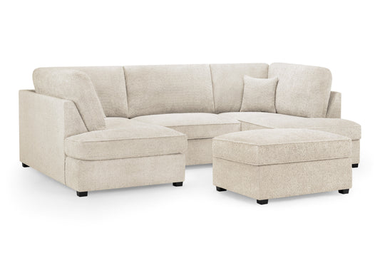 Carnaby U-Shape Sofa – Modern Family Corner Sofa with Footstool | Custom Fabrics & Colours