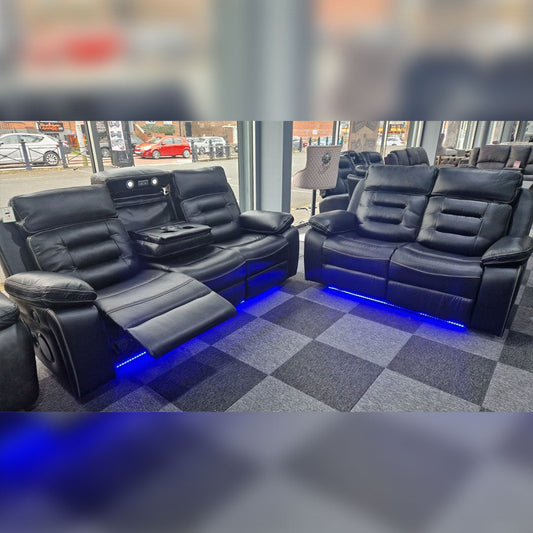 Hafsa Music Leather Electric Recliners 3+2 Seater Sofa - Envogue Furniture uk