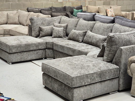 Belgravia U-Shape Sofa - Platinum Alaska Fabric 