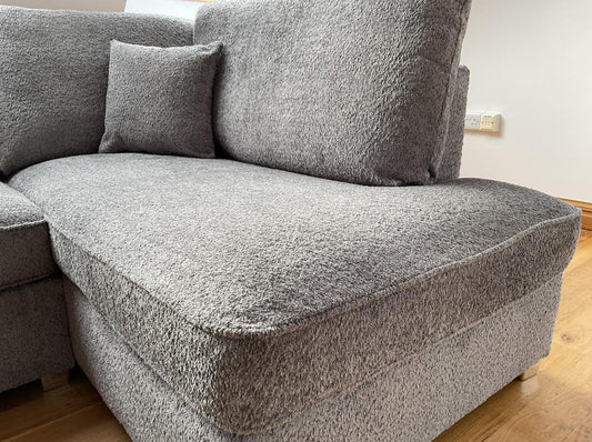 Cannes U shape corner cinema sofa Grey Boucle fabric 