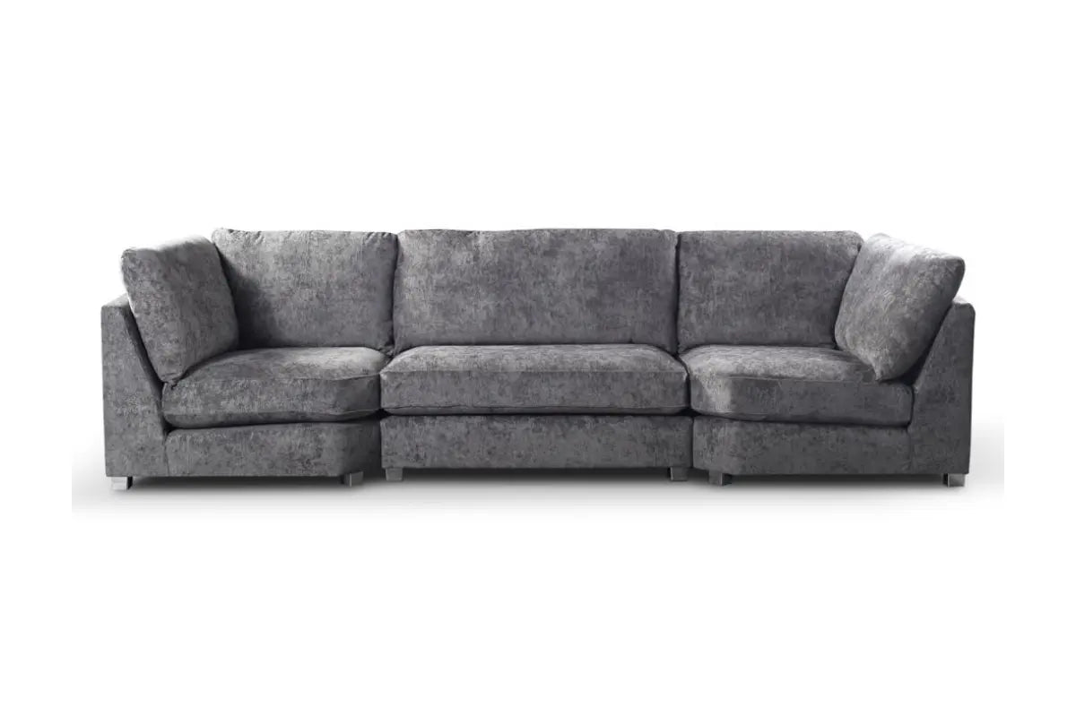 Bishop U Shape Sofa Luxe Chenille Platinum Grey - Oak Sofa Land