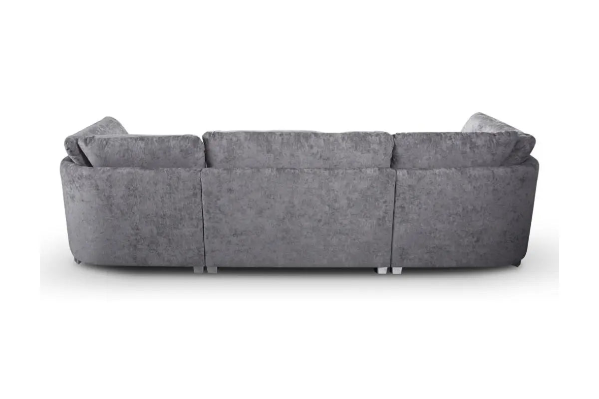 Bishop U Shape Sofa Luxe Chenille Platinum Grey - Oak Sofa Land