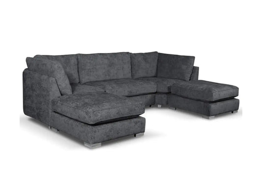 Brixton U shape Corner Sofa Chenille Charcoal Grey