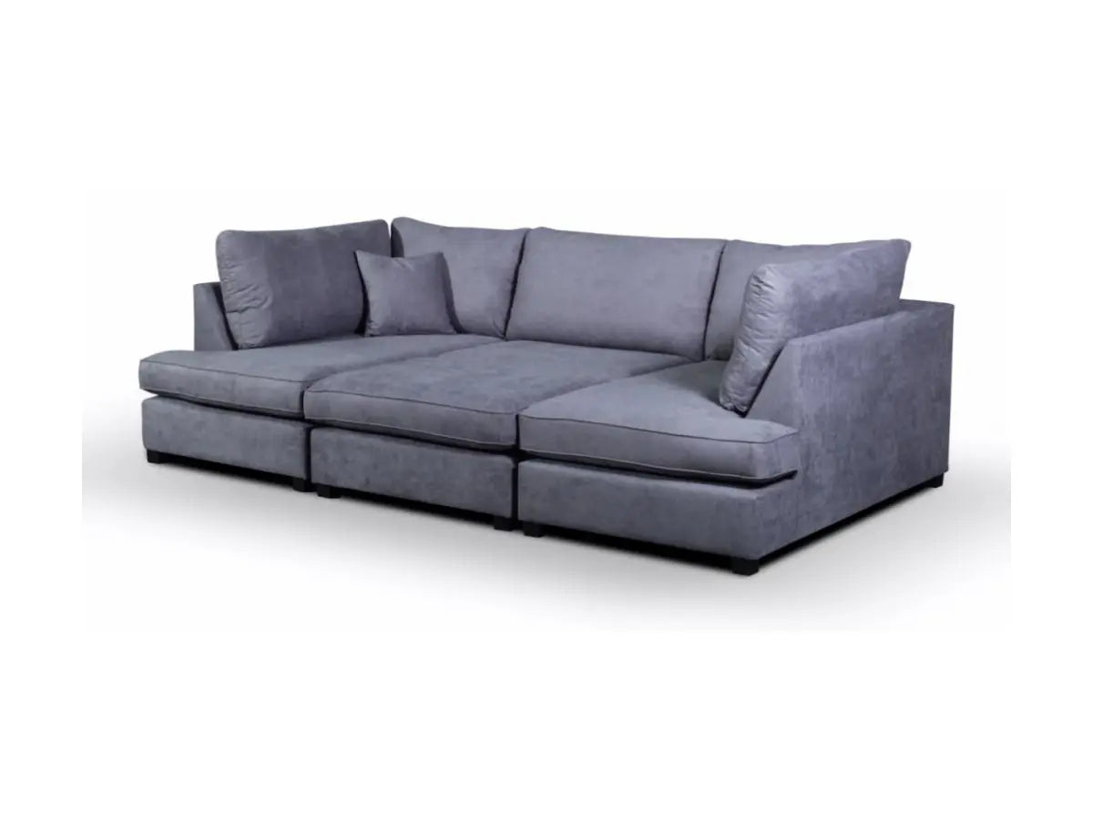 Carnaby Small U Shaped Sofa Bed – Compact Cinema-Style Sofa with Footstool in Kensington Fabric - Oak Sofa Land