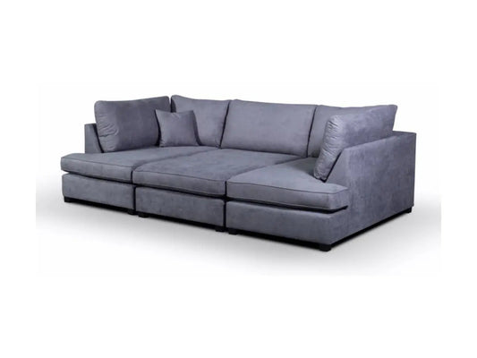 Carnaby Small U Shaped Sofa Bed – Compact Cinema-Style Sofa with Footstool in Kensington Fabric - Oak Sofa Land