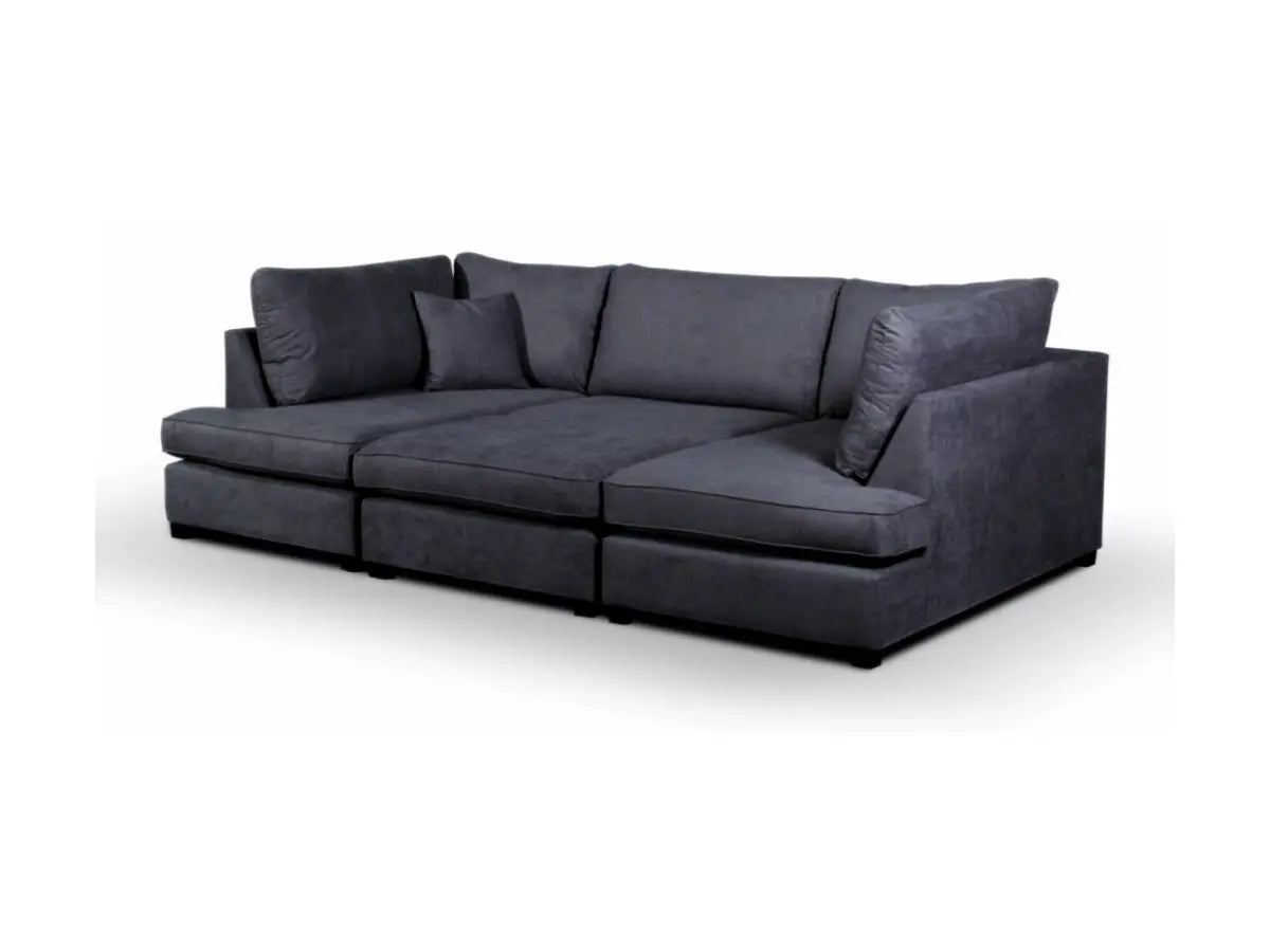 Carnaby Small U Shaped Sofa Bed – Compact Cinema-Style Sofa with Footstool in Kensington Fabric - Oak Sofa Land