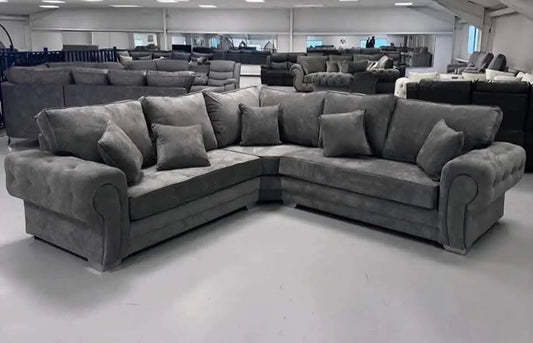 Dark Grey Verona Corner Sofa – Luxurious Chenille Fabric & Modular Comfort