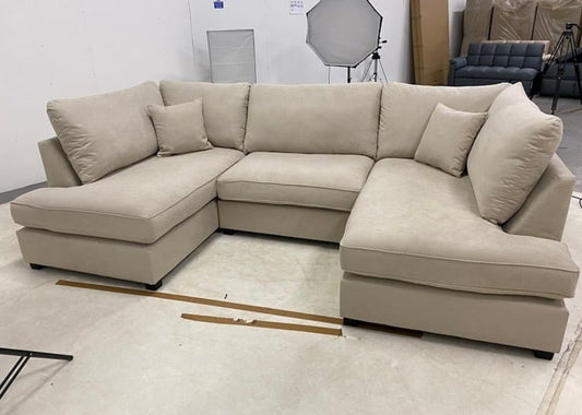Carnaby Small U Shape Sofa with Footstool [ sand naples ] 