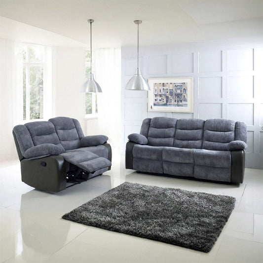 Rio Recliner 3+2 Sofa Set Grey Cord - furniture direct online Uk
