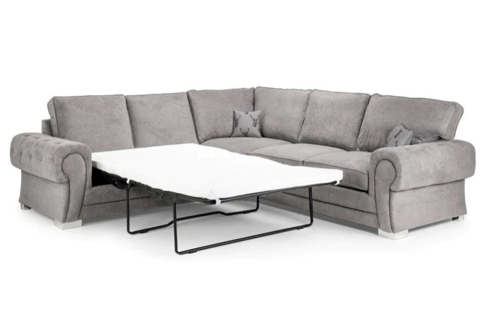 Verona Full Back Large Corner Sofa Bed Grey 