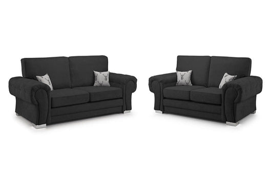 Verona Full Back 3+2 Seater Sofa Set Black 