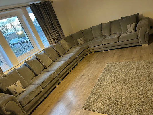 Verona Corner Sofa 9 Seater Universal Scatter Back Grey - Oak Sofa Land