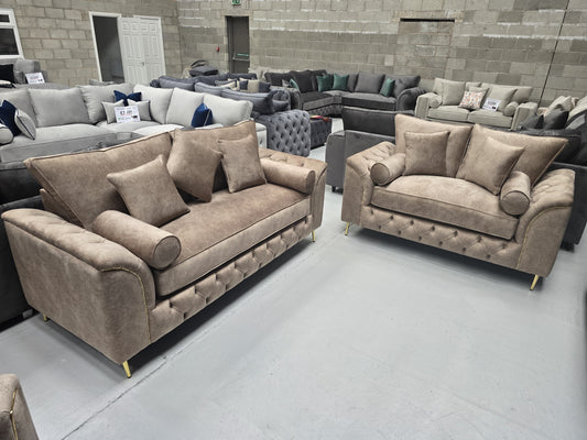 3+2 Malibu Sofa Set -  Dapple Caramel Fabric 