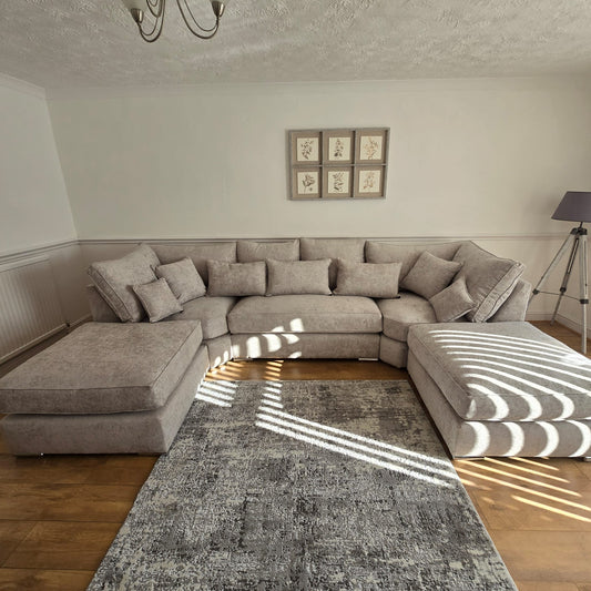 Belgravia U-Shape Sofa – Truffle Alaska Fabric 