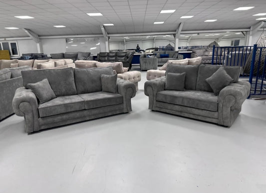 3+2 Vegas Sofa Set - Grey Kensington Fabric 