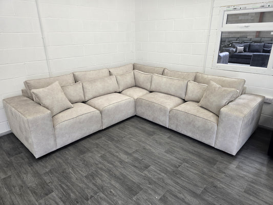 Cube Modular Corner Sofa - Cream Dapple Fabric 