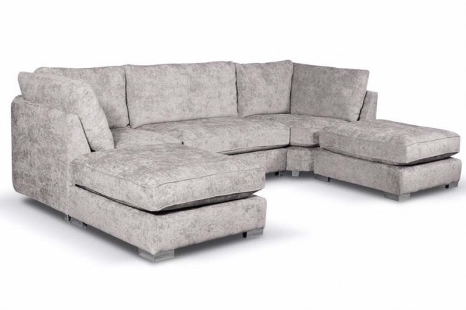 Bishop Truffle Alaska Fabric U Shape High Back Corner Sofa 