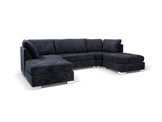 Bishop Large U Shape High Back Corner Sofa Black 